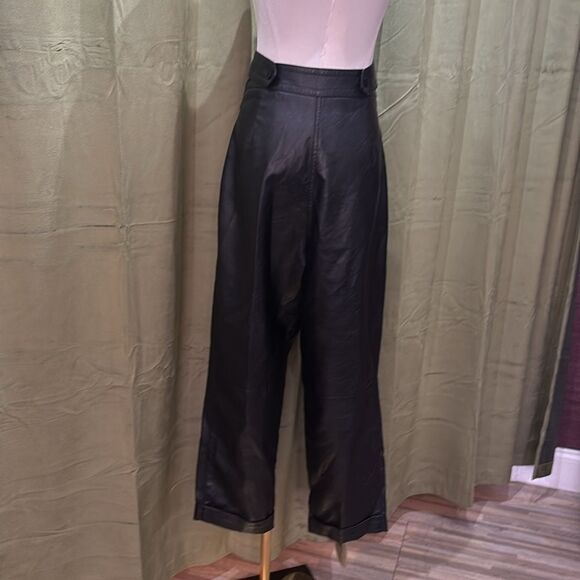 House of CB High-Waisted twisted waistband Black Leather Pants, S - Picture 8 of 11